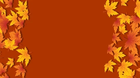 Autumn Equinox Falling Maple Leaves Frame Loop Background Animation Stock Footage 343873056