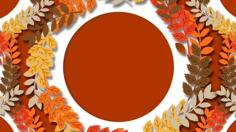 Autumn Equinox Foliage Frame Loop with Rotating Colorful Leaves and Copy Spa Stock Footage 343877126