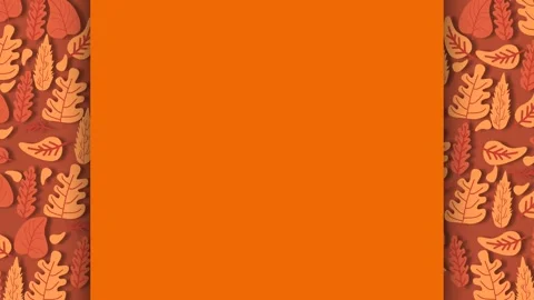 Autumn Equinox Frame Background with Orange Center and Fall Leaves Borders. Stock Footage 343846681