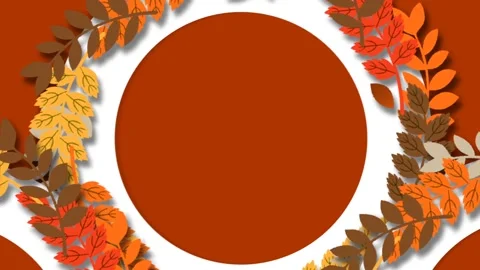 Autumn Equinox Leaf Wreath Frame Animation with Rotating Fall Foliage Backg.. Stock-Footage 343840294