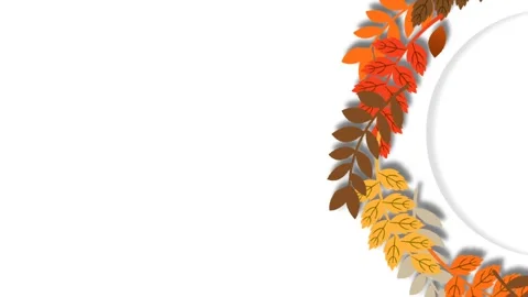 Autumn Equinox Leaf Wreath Rotating on White Background with Copy Space. Stock Footage 343839102