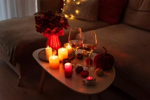 Autumn evening creating cozy fall home atmosphere Stock Photos