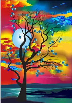 Autumn evening, Stock Illustration