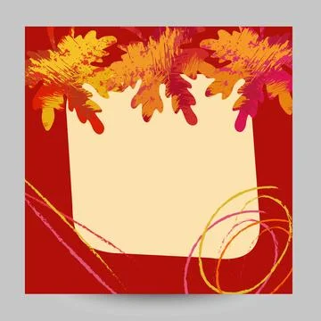 Autumn fall .Abstract trendy frames with maple leaves in grunge style.Vector Stock Illustration