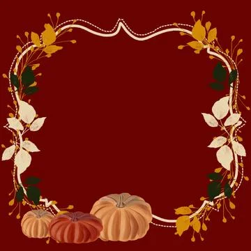 Autumn, fall, autumn frame, fall frame, autumn border, fall border, pumpkin, pum Stock Illustration