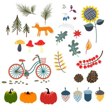 Autumn fall clip art vector illustrations. 스톡 일러스트
