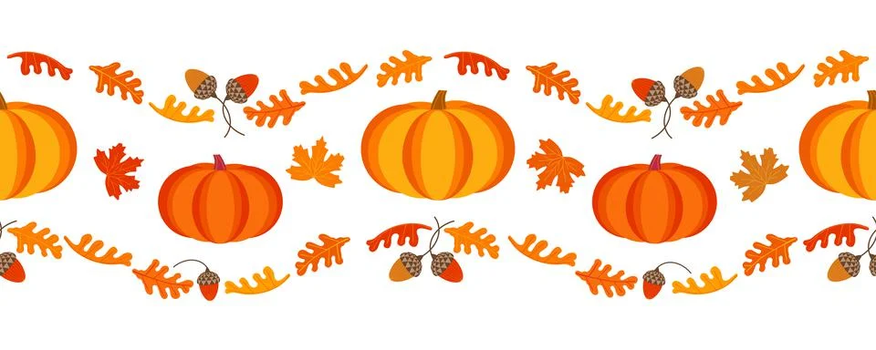 Autumn fall crop seamless vector border pattern Stock Illustration