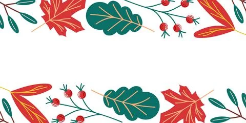 Autumn fall leaf and berry border frame decoration for invitation, poster 库存插图
