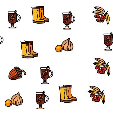 Autumn fall leaf nature season vector seamless pattern Stock Illustration