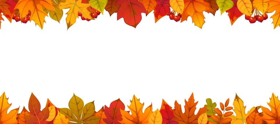 Autumn fall leaves border frame, seasonal foliage Stock Illustration