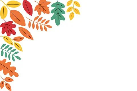 Autumn fall leaves corner border frame background vector イラスト素材