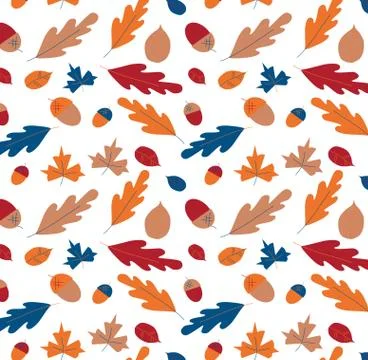 Autumn, fall leaves seamless pattern for decoration Thanksgiving day. Vector Stock Illustration