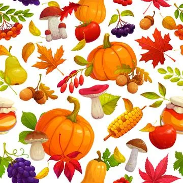 Autumn fall leaves seamless pattern, texture print Stock Illustration