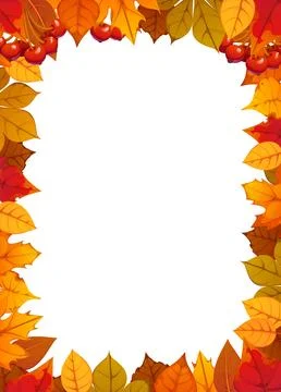 Autumn fall season frame with falling leaves Stock Illustration