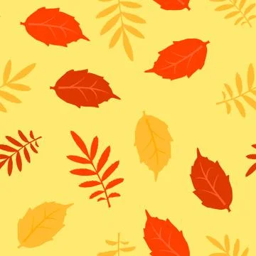 Autumn fallen leaves vector seamless pattern Stock Illustration