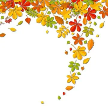 Autumn falling leaf background with place for text isolated on white. Stock Illustration