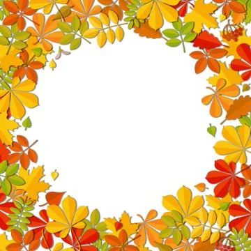 Autumn falling leaf frame isolated on white background. Stock Illustration