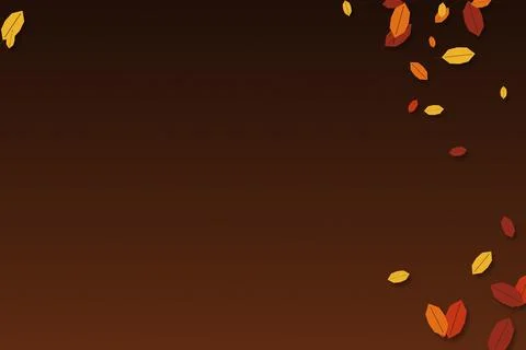 Autumn falling leaves border composition on rich dark brown gradient banner.. Stock Illustration