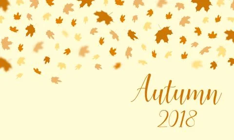 Autumn falling leaves pattern with text Autumn 2018 background. Иллюстрация