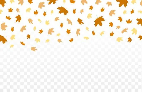 Autumn falling leaves pattern on transparent background. Vector autumnal foli イラスト素材