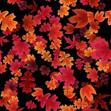 Autumn Falling Leaves Seamless Pattern Background. Vector Illustration Illustrazione stock