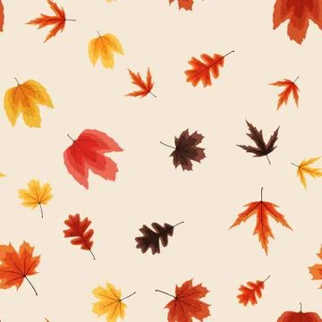 Autumn Falling Leaves Seamless Pattern Background.  Illustration 스톡 일러스트