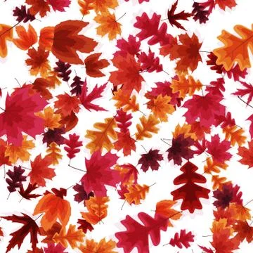Autumn Falling Leaves Seamless Pattern Background.  Illustration Stock Illustration
