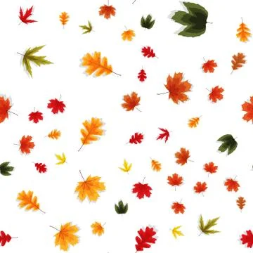 Autumn Falling Leaves Seamless Pattern Background.  Illustration Stock Illustration