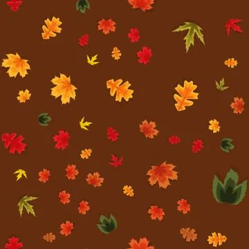 Autumn Falling Leaves Seamless Pattern Background.  Illustration Stock Illustration