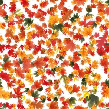 Autumn Falling Leaves Seamless Pattern Background.  Illustration 스톡 일러스트