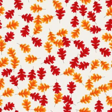 Autumn Falling Leaves Seamless Pattern Background. Vector Illustration Stock Illustration