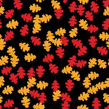 Autumn Falling Leaves Seamless Pattern Background. Vector Illustration Stock Illustration