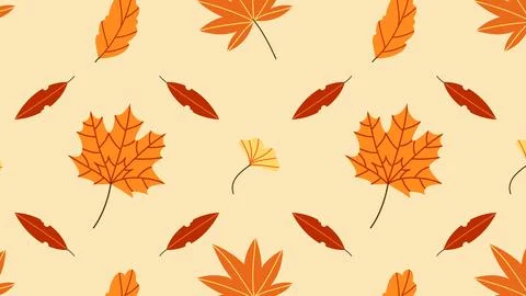 Autumn Falling Leaves Seamless Pattern Vector Stock Illustration
