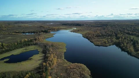 Autumn far north lake Stock Footage 252180757