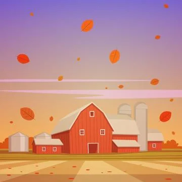 Autumn Farm Landscape Illustrazione stock