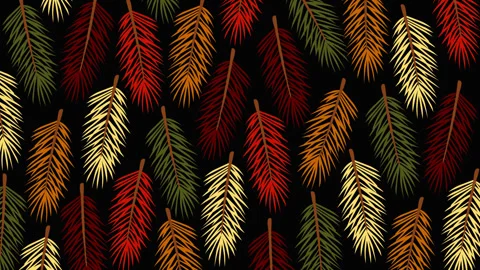 Autumn Feather Leaf Pattern Background with Colorful Botanical Foliage Loop Stock Footage 339164809