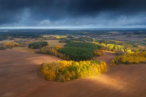 Autumn fields from above Stock Photos