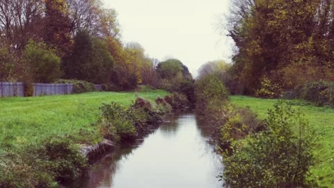 Autumn Fields - Canal Stock Footage 166321878