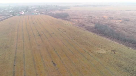 Autumn fields with quadcopter, flying drone Stock Footage 225401079