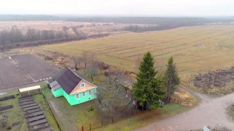 Autumn fields with quadcopter, flying drone Stock Footage 225401115