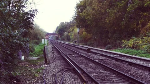Autumn Fields - Railway Line Stock Footage 166321855