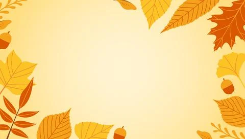 Autumn flat design vector background fall leaves Stock Illustration