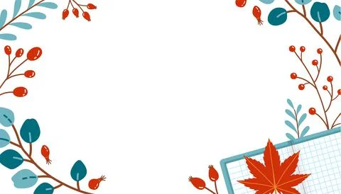 Autumn flat design vector background fall leaves Stock Illustration