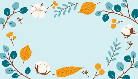 Autumn flat design vector background fall leaves Stock Illustration