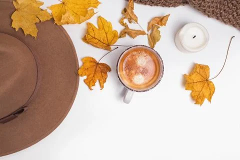 Autumn flat lay composition. Stock Photos