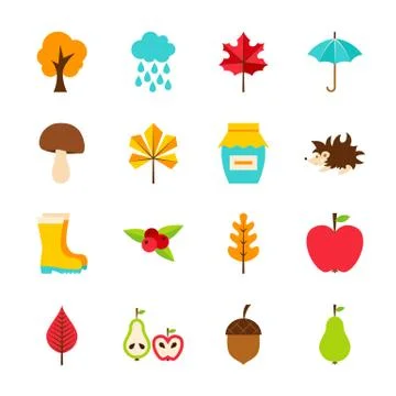 Autumn Flat Objects Stock Illustration