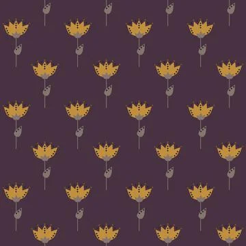 Autumn floral seamless pattern with Aster and Calendula. Simple shapes. Sketch 스톡 일러스트