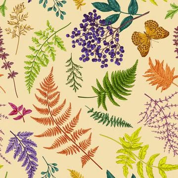 Autumn floral seamless pattern. Illustrazione stock