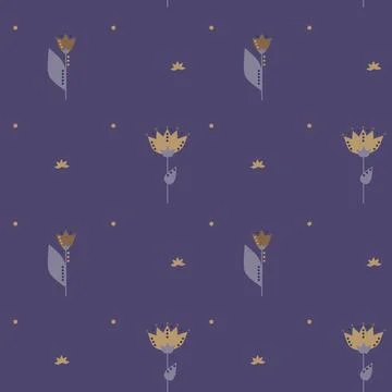 Autumn floral seamless pattern. Simple shapes. Nature motif. Stock Illustration