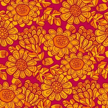 Autumn flower marigold seamless pattern Stockillustratie
